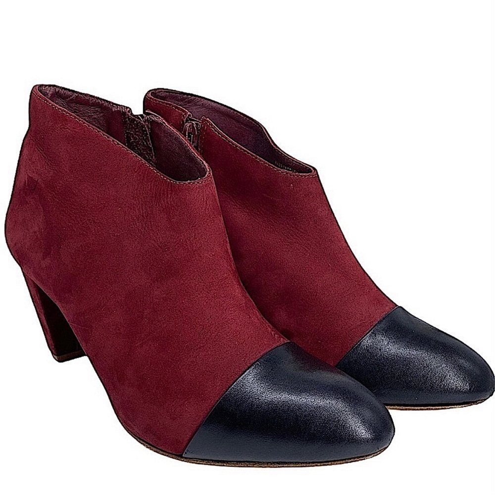Loeffler Randall Nanette Burgundy Wine Suede Leather Booties Boots Shoes Size 8